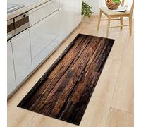 MYPALL Kitchen Mat Rug Brown wood panel Polyester Floor Mat Non-Slip Rubber Backing Kitchen Floor Mat Bath Rug Doormat Entrance Runner Carpet Set 60 x 180cm