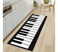 MYPALL Kitchen Rugs Black and white piano Non-Slip Kitchen Mats Rubber Backing Durable Floor Mat Doormat Machine Washable 60 x 180cm