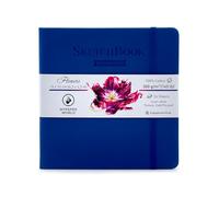 Mypaperworld Square Watercolour Sketchbook 300 g/m² 100% Cotton Watercolour Paper 16 x 16 cm Acid Free 24 Sheets 48 Pages Cold Pressed Dark Blue