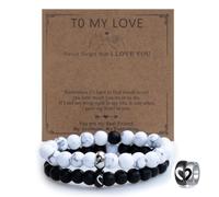 MYPAWEE Bracelet for Couples 2PCS Black and White Couple Gift Message To My Love