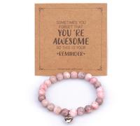 MYPAWEE Bracelet Stetch Beads Heart with Gift Card Healing Message You're Awesome Pink