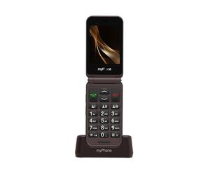 myPhone Harmony LTE Flip Phone for Seniors, External Display, Charging Cradle, SOS Button, 4G, Big Buttons - Praline Collection