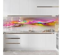 Myphotostation 101.5x51cm Abstract Pink Tile Glass Splashback for stove Tempered Glass Backsplash, Glass Backguards For Kitchen, Stove Wall Protector, Cooker Wall Panel, Stove Back Cover