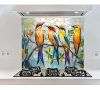 Myphotostation 101.5x51cm Birds on Branch Glass Splashback for stove Tempered Glass Backsplash, Glass Backguards For Kitchen, Stove Wall Protector, Cutting Board, Cooker Wall Panel, Stove Back Cover
