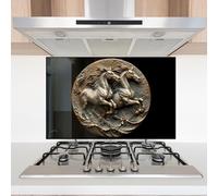 Myphotostation 101.5x51cm Black Horse Glass Splashback Tempered Glass Backsplash, Glass Backguards For Kitchen, Stove Wall Protector, Cutting Board, Cooker Wall Panel, Stove Back Cover