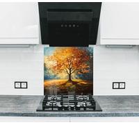 Myphotostation 101.5x51cm Golden Horizon Radiant Tree Glass Splashback for stove Tempered Glass Backsplash, Glass Backguards For Kitchen Stove, Cutting Board, Cooker Wall Panel, Stove Back Cover