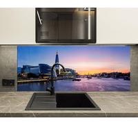 Myphotostation 101.5x51cm The Shard & Thames Sunset London Skyline Glass Splashback for stove Tempered Glass Backsplash, Glass Backguards For Stove Wall Protector, Cutting Board, Cooker Wall Panel