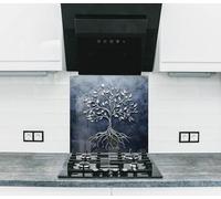 Myphotostation 101.5x51cm Tree of Life Blue Glass Splashback for stove Tempered Glass Backsplash, Glass Backguards For Kitchen Stove,Cutting Board, Cooker Wall Panel, Stove Back Cover