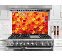 Myphotostation 110x70cm Autumn Leaf Pattern Glass Splashback for stove Tempered Glass Backsplash, Glass Backguards For Kitchen, Stove Wall Protector,Cooker Wall Panel