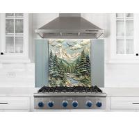 Myphotostation 110x70cm Majestic Mountain Stream and Forest Glass Splashback for stove Tempered Glass Backsplash, Glass Backguards For Kitchen, Cooker Wall Panel, Stove Back Cover