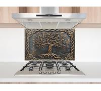 Myphotostation 122x61cm Celtic Tree of Wisdom Glass Splashback for stove Tempered Glass Backsplash, Glass Backguards For Kitchen, Stove Wall Protector, Cooker Wall Panel, Stove Back Cover
