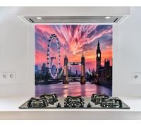 Myphotostation 122x61cm London Sunset Skyline Cityscape Glass Splashback for stove Tempered Glass Backsplash, Glass Backguards For Stove Wall Protector, Cutting Board, Cooker Wall Panel