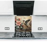 Myphotostation 30.4x25.4cm Hummingbird Glass Splashback for stove Tempered Glass Backsplash, Glass Backguards For Stove Wall Protector, Cutting Board, Cooker Wall Panel, Stove Back Cover