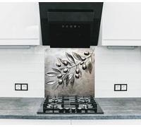 Myphotostation 30.4x25.4cm Silver Olive Branch Glass Splashback for stove Tempered Glass Backsplash, Glass Backguards For Kitchen, Stove Wall Protector, Cutting Board, Cooker Wall Panel