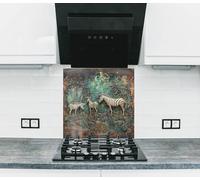 Myphotostation 30.4x25.4cm Zebra Family in the Wild Glass Splashback for stove Tempered Glass Backsplash, Glass Backguards For Kitchen, Stove Wall Protector, Cutting Board, Cooker Wall Panel