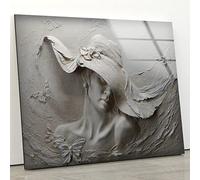 Myphotostation 3D Illusion Backdrop Tempered Glass Wall Art 40x40''Woman Portrait Wall Art Modern Decor Glass Printing Large Wall Art Wall Decor idea Tempered Glass Panel Wall Decor