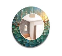 Myphotostation 50cm diameter(Round) Abstract Green Round Wall Mirror, Bathroom mirror, Bedroom Mirror, Tempered Glass Framed