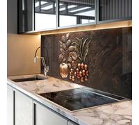 Myphotostation 60x60cm Bronze Fruit & Botanical Glass Splashback for stove Tempered Glass Backsplash, Glass Backguards For Kitchen, Stove Wall Protector, Cutting Board, Stove Back Cover