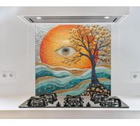 Myphotostation 60x60cm Stained Glass Splashback for stove Tempered Glass Backsplash, Glass Backguards For Kitchen, Stove Wall Protector, Cutting Board, Cooker Wall Panel, Stove Back Cover