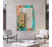 Myphotostation 60x90cm(Vertical) Green Abstract Copper Rectangular Wall Mirror for vanity
