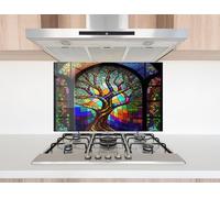Myphotostation 63.5x30.5cm Life of Tree Glass Splashback for stove Tempered Glass Backsplash, Glass Backguards For Kitchen, Stove Wall Protector, Cutting Board, Cooker Wall Panel, Stove Back Cover
