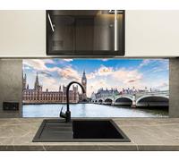 Myphotostation 63.5x46cm Big Ben & Bridge London Landmark Glass Splashback for stove Tempered Glass Backsplash, Glass Backguards For Stove Wall Protector, Cutting Board, Cooker Wall Panel