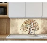 Myphotostation 63.5x46cm Elegant Autumn Tree of Life Glass Splashback for stove Tempered Glass Backsplash, Glass Backguards For Stove Wall Protector, Cutting Board, Cooker Wall Panel