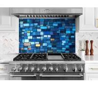 Myphotostation 63.5x46cm Ocean Breeze Mosaic Glass Splashback for stove Tempered Glass Backsplash, Glass Backguards For Kitchen Stove, Cutting Board, Cooker Wall Panel, Stove Back Cover