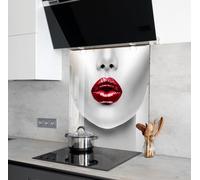 Myphotostation 63.5x46cm Red Lips Glass Splashback for stove Tempered Glass Backsplash, Glass Backguards For Kitchen, Stove Wall Protector, Cutting Board, Cooker Wall Panel, Stove Back Cover