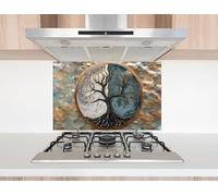 Myphotostation 65x30.5cm Yin-Yang Tree of Life Glass Kitchen Splashback Tempered Glass Splashback For Kitchen, Stove Wall Protector, Cooker Wall Panel, Stove Back Cover