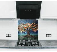 Myphotostation 70x50cm Mosaic Tree of Life Glass Splashback for stove Tempered Glass Backsplash, Glass Backguards For Kitchen Stove, Cutting Board, Cooker Wall Panel, Stove Back Cover