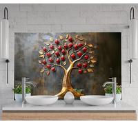 Myphotostation 76x35.5cm Golden Tree Glass Splashback for stove Tempered Glass Backsplash, Glass Backguards For Kitchen, Stove Wall Protector, Cutting Board, Cooker Wall Panel, Stove Back Cover