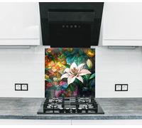 Myphotostation 76x35.5cm Radiant Lily Glass Splashback for stove Tempered Glass Backsplash, Glass Backguards For Kitchen Stove, Cutting Board, Cooker Wall Panel, Stove Back Cover