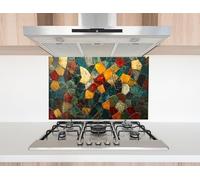 Myphotostation 76x38cm Mosaic Radiance Rustic Multicolor Glass Splashback for stove Tempered Glass Backsplash, Glass Backguards For Kitchen, Stove Wall Protector, Cutting Board, Stove Back Cover
