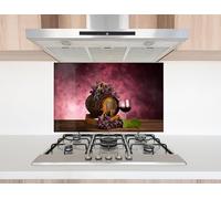 Myphotostation 76x40.5cm Wine Barrel and Grapes Glass Splashback for stove Tempered Glass Backsplash, Glass Backguards For Kitchen, Stove Wall Protector, Cooker Wall Panel, Stove Back Cover