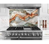 Myphotostation 76x46cm Copper & Quartz Flow Glass Splashback for stove Tempered Glass Backsplash, Glass Backguards For Stove Wall Protector, Cutting Board, Cooker Wall Panel, Stove Back Cover
