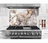 Myphotostation 76x46cm Ethereal Marble Luxurious Stone Glass Splashback for stove Tempered Glass Backsplash, Glass Backguards For Kitchen Stove, Cutting Board, Cooker Wall Panel, Stove Back Cover