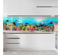 Myphotostation 76x46cm Fish Aquarium Glass Splashback for stove Tempered Glass Backsplash, Glass Backguards For Kitchen, Stove Wall Protector, Cutting Board, Cooker Wall Panel, Stove Back Cover