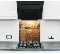 Myphotostation 76x46cm Golden Wheat Field at Dusk Glass Splashback for stove Tempered Glass Backsplash, Glass Backguards For Kitchen, Stove Wall Protector, Cutting Board, Cooker Wall Panel