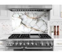 Myphotostation 76x46cm Marble Golden Vein Elegance Glass Splashback for stove Tempered Glass Backsplash, Glass Backguards For Stove Wall Protector, Cutting Board, Cooker Wall Panel, Stove Back Cover