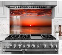 Myphotostation 76x46cm Red Sunset View Glass Splashback for stove Tempered Glass Backsplash, Glass Backguards For Kitchen, Stove Wall Protector, Cutting Board, Cooker Wall Panel, Stove Back Cover