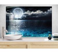 Myphotostation 76x51cm Night Moon View Glass Splashback for stove Tempered Glass Backsplash, Glass Backguards For Kitchen, Stove Wall Protector, Cutting Board, Cooker Wall Panel, Stove Back Cover