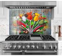 Myphotostation 76x51cm Spices & Herbs Glass Splashback for stove Tempered Glass Backsplash, Glass Backguards For Kitchen, Stove Wall Protector, Cutting Board, Cooker Wall Panel, Stove Back Cover