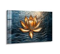 Myphotostation 76x61cm Golden Lotus Glass Splashback for stove Tempered Glass Backsplash, Glass Backguards For Kitchen, Stove Wall Protector, Cooker Wall Panel, Stove Back Cover