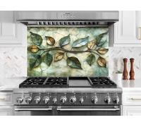Myphotostation 76x70cm Whispering Leaves Glass Splashback for stove Tempered Glass Backsplash, Glass Backguards For Kitchen Stove, Cutting Board, Cooker Wall Panel, Stove Back Cover
