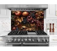 Myphotostation 76x76cm Autumn Harvest Fruits Glass Splashback for stove Tempered Glass Backsplash, Glass Backguards For Kitchen, Stove Wall Protector, Cutting Board, Cooker Wall Panel
