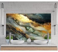 Myphotostation 76x76cm Golden Veins Marble Glass Splashback for stove Tempered Glass Backsplash, Glass Backguards For Kitchen Stove,Cutting Board, Cooker Wall Panel, Stove Back Cover