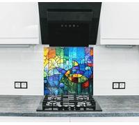 Myphotostation 76x76cm Vibrant Mosaic Dreams Glass Splashback for stove Tempered Glass Backsplash, Glass Backguards For Kitchen Stove, Cutting Board, Cooker Wall Panel, Stove Back Cover
