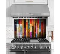 Myphotostation 90x36cm Colorful Wood Glass Splashback Tempered Glass Backsplash, Glass Backguards For Kitchen, Stove Wall Protector, Cutting Board, Cooker Wall Panel, Stove Back Cover