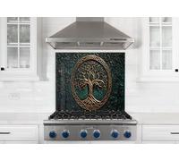 Myphotostation 90x60cm Celtic Tree of Life Glass Splashback for stove Tempered Glass Backsplash, Glass Backguards For Kitchen, Stove Wall Protector, Cutting Board, Stove Back Cover